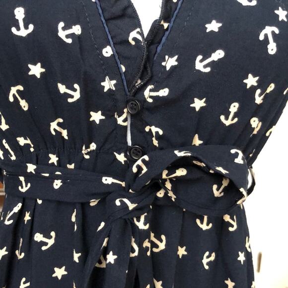 Papillon Navy Dress W/Beige Anchors, Size S - Picture 3 of 8